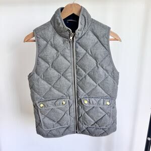 J. Crew Quilted Down Vest Heather Graphite Gray Jacket Sz Small Snap Pockets